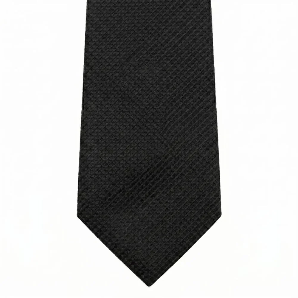Emporio Armani 100% Silk Black Solid Tie - Made in Italy - Picture 3 of 3